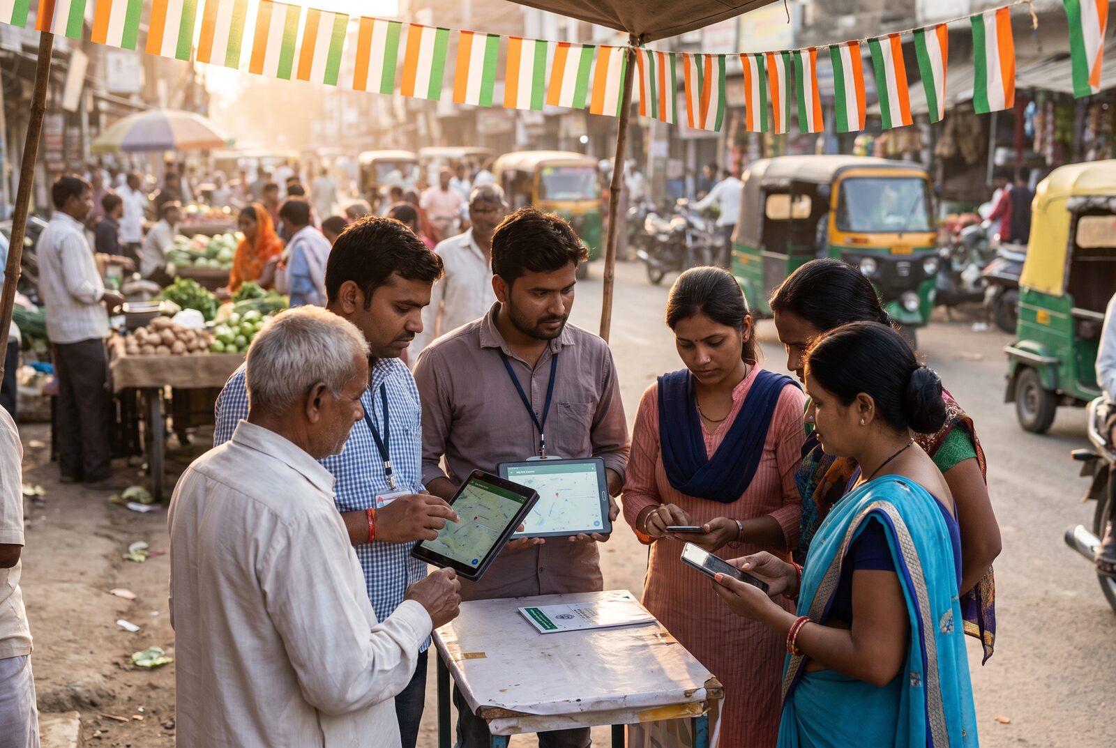 Ground campaign volunteers with digital outreach tools
